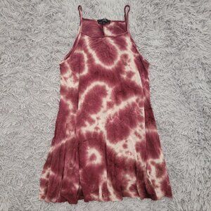 Burgundy Tie-dye Strap Dress